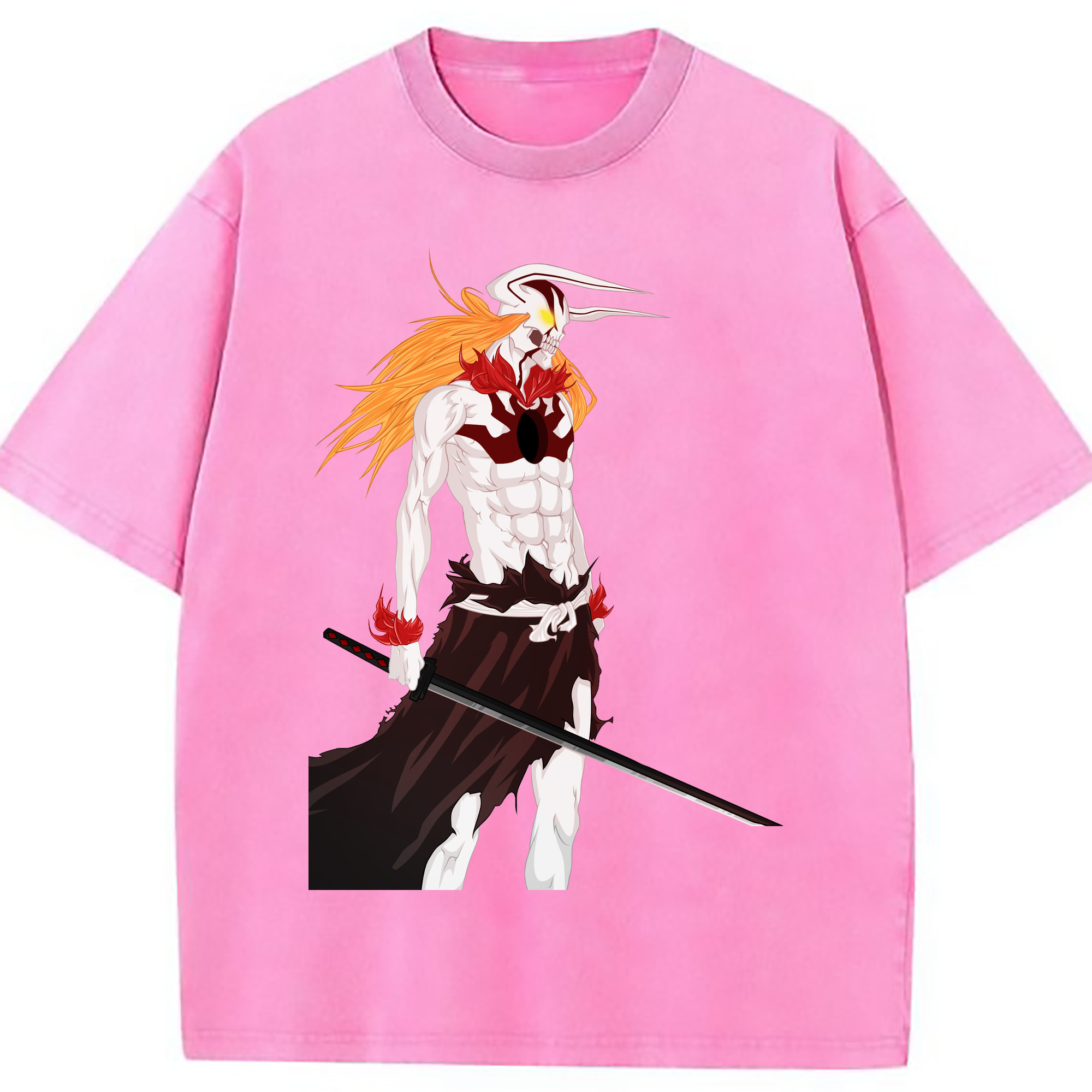 （画像用） ブリーチ 黒崎一護（くろさき いちご）BLEACH Kurosaki Ichigo 綿100% ヴィンテージ風 半袖Tシャツ（フロントプリント）